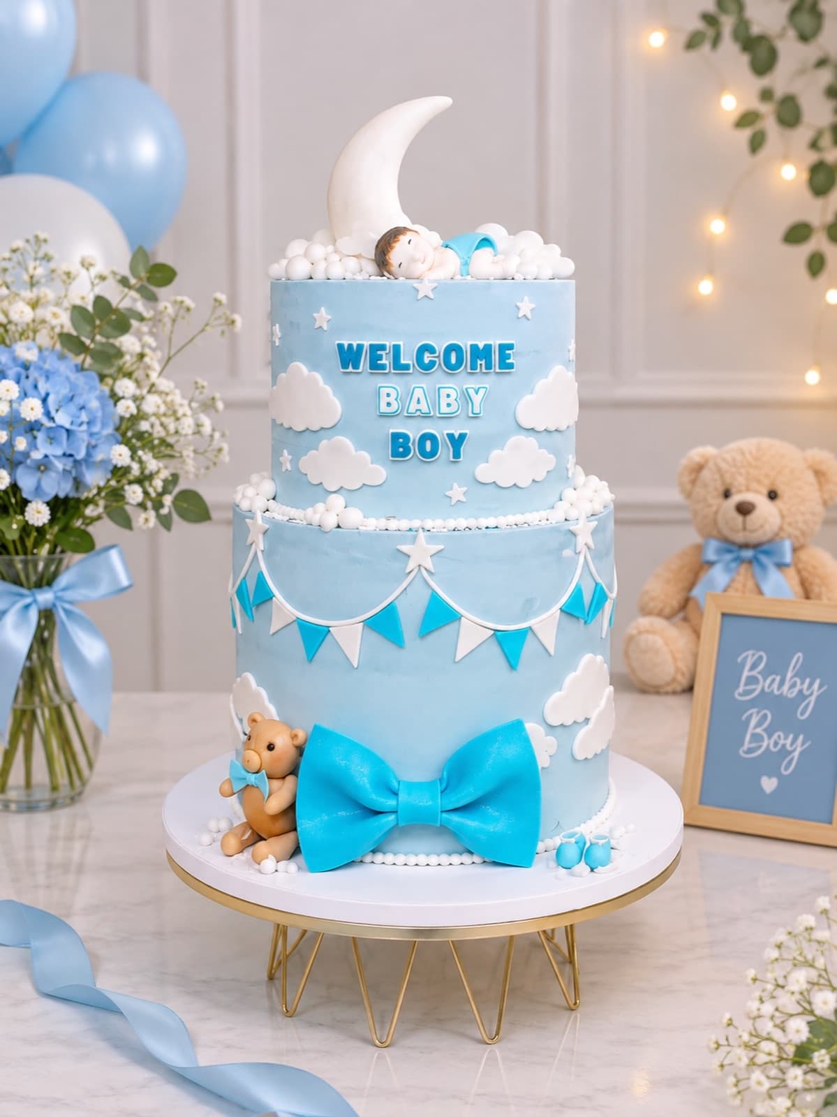 Regal Red Heart & Floral Milestone Cake